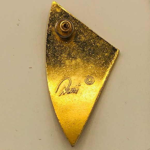 Vintage Signed Enamel Earrings - Picture 3 of 3